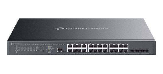 TP-LINK Omada SG3428XMPP, Managed, L2+, Gigabit Ethernet (10/100/1000), Power over Ethernet (PoE), Rack-Einbau, 1U